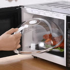 Versatile Microwave Food Splash Guard - High-Temperature Resistant Cover with Steam Vent and Handle for Effortless Heating