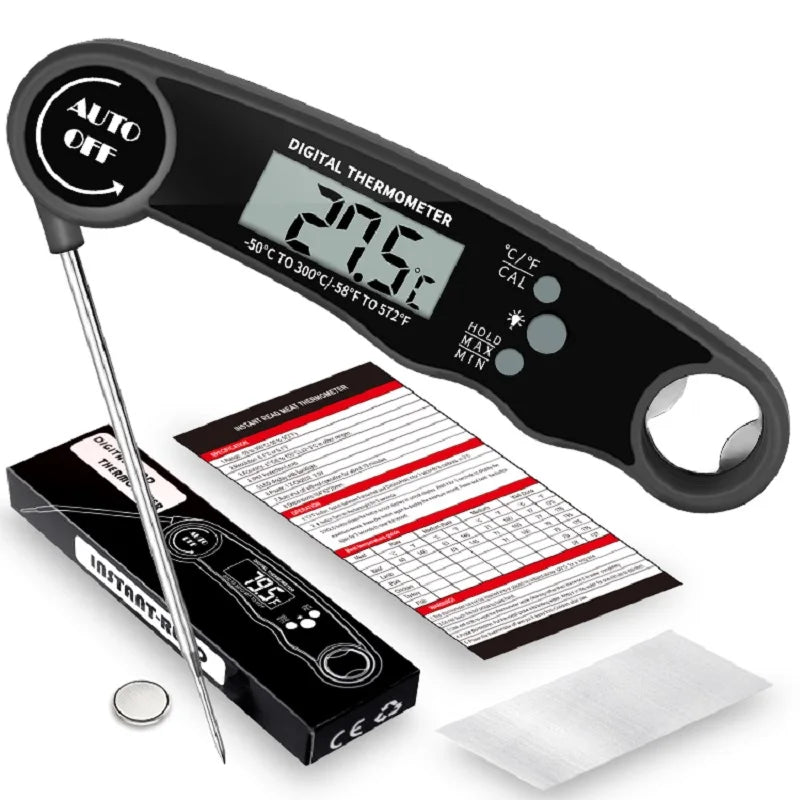 Waterproof Instant Read Digital Kitchen Thermometer - Perfect for Meat, BBQ, and Cooking!