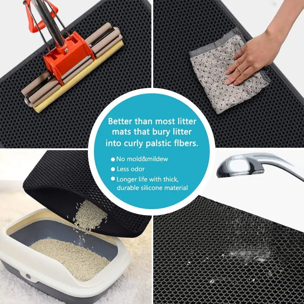 Double Layer Waterproof Cat Litter Mat - Non-Slip & Washable Bed Mat for Clean Homes