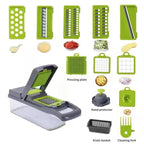 Transform Your Cooking with the 12-in-1 Green and Black Multifunctional Vegetable Slicer and Chopper - Perfect for Effortless Meal Prep!