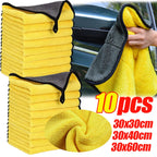 Premium Absorbent Microfiber Car Wash Towels - Thickened Yellow Cleaning Cloths in Multiple Sizes