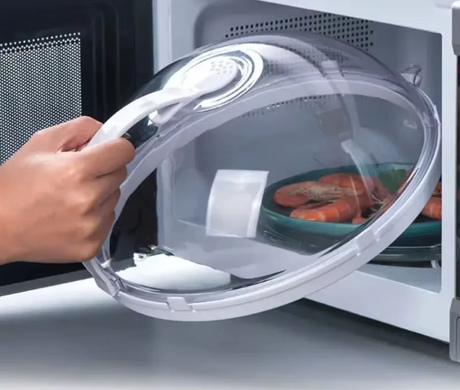Versatile Microwave Food Splash Guard - High-Temperature Resistant Cover with Steam Vent and Handle for Effortless Heating