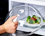 Versatile Microwave Food Splash Guard - High-Temperature Resistant Cover with Steam Vent and Handle for Effortless Heating