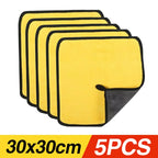 Premium Absorbent Microfiber Car Wash Towels - Thickened Yellow Cleaning Cloths in Multiple Sizes