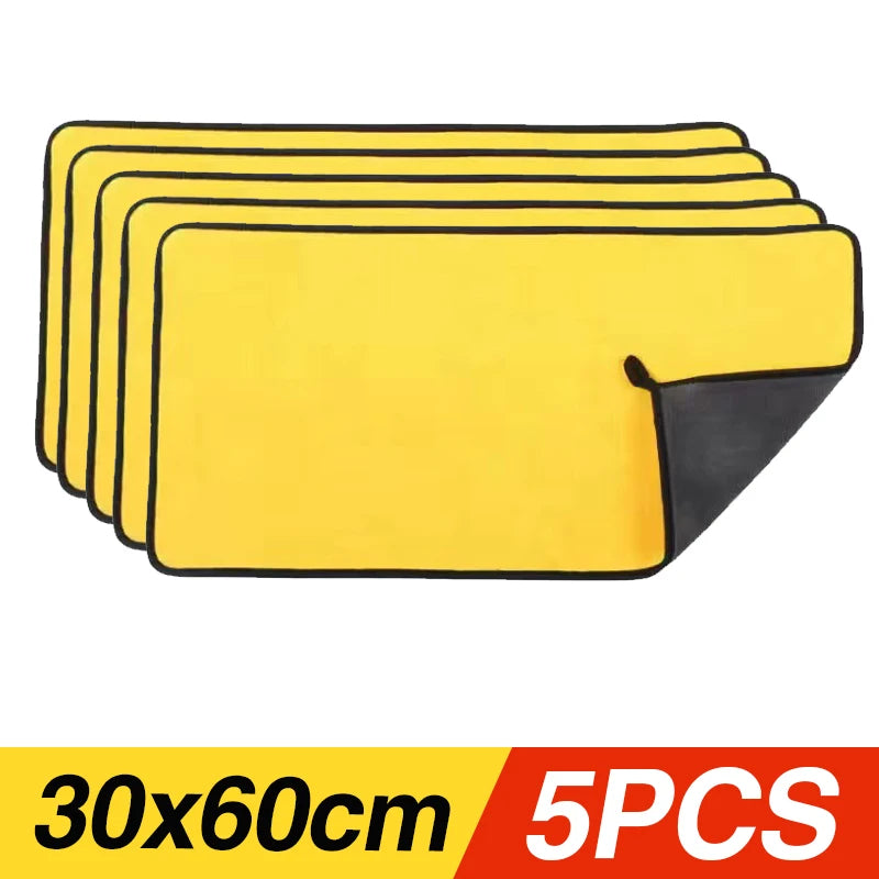 Premium Absorbent Microfiber Car Wash Towels - Thickened Yellow Cleaning Cloths in Multiple Sizes