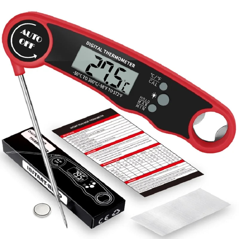 Waterproof Instant Read Digital Kitchen Thermometer - Perfect for Meat, BBQ, and Cooking!
