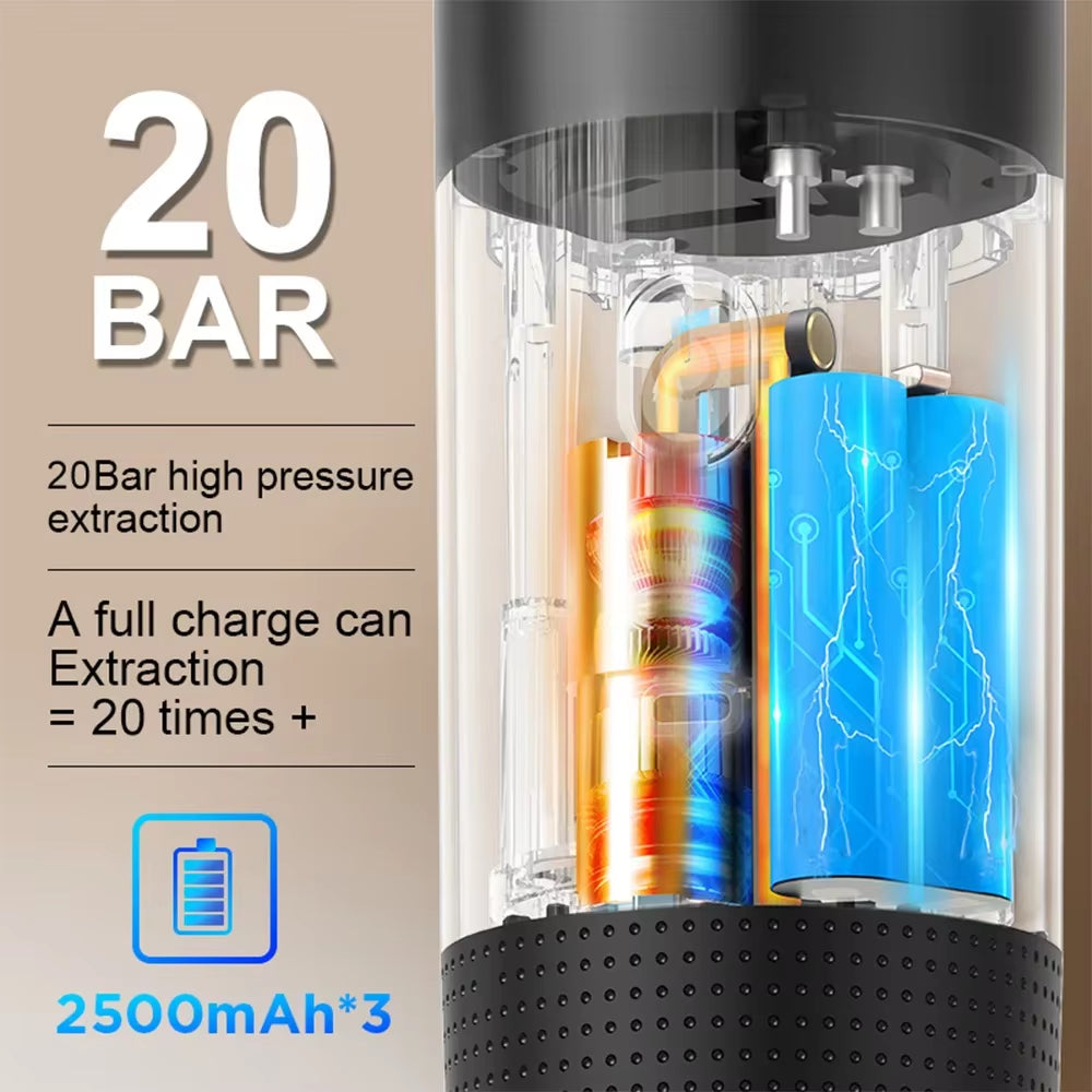 Ultimate Wireless Electric Portable Espresso Coffee Machine - Enjoy Fresh Brewed Coffee Anywhere with 3-in-1 Functionality for Home, Car, and Camping!