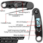 Waterproof Instant Read Digital Kitchen Thermometer - Perfect for Meat, BBQ, and Cooking!