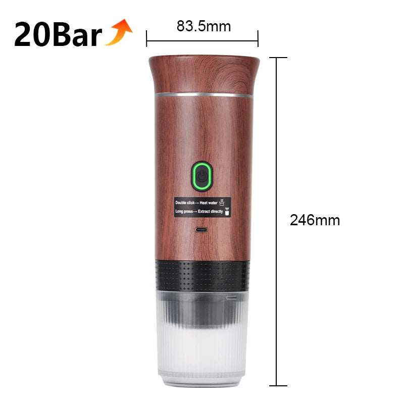 Ultimate Wireless Electric Portable Espresso Coffee Machine - Enjoy Fresh Brewed Coffee Anywhere with 3-in-1 Functionality for Home, Car, and Camping!
