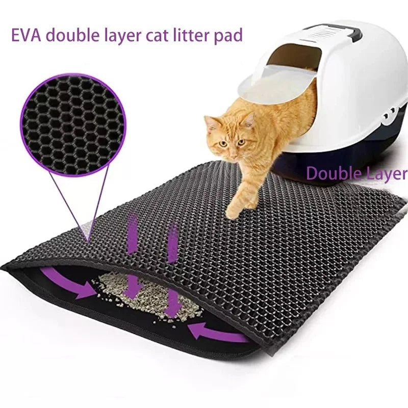 Double Layer Waterproof Cat Litter Mat - Non-Slip & Washable Bed Mat for Clean Homes