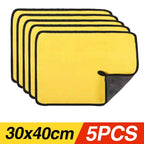 Premium Absorbent Microfiber Car Wash Towels - Thickened Yellow Cleaning Cloths in Multiple Sizes