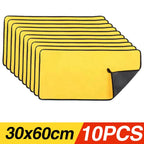 Premium Absorbent Microfiber Car Wash Towels - Thickened Yellow Cleaning Cloths in Multiple Sizes