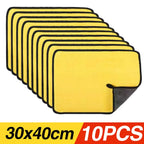 Premium Absorbent Microfiber Car Wash Towels - Thickened Yellow Cleaning Cloths in Multiple Sizes