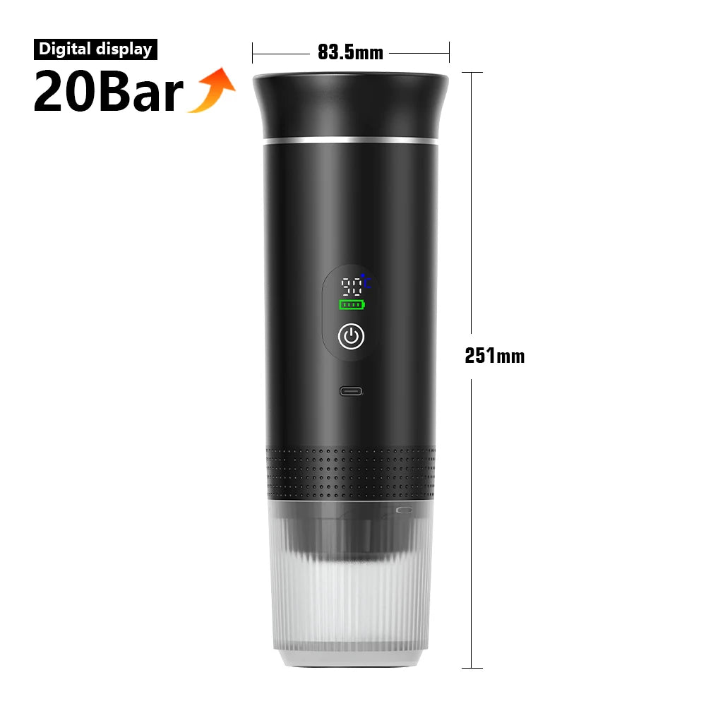 Ultimate Wireless Electric Portable Espresso Coffee Machine - Enjoy Fresh Brewed Coffee Anywhere with 3-in-1 Functionality for Home, Car, and Camping!