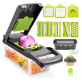 Transform Your Cooking with the 12-in-1 Green and Black Multifunctional Vegetable Slicer and Chopper - Perfect for Effortless Meal Prep!