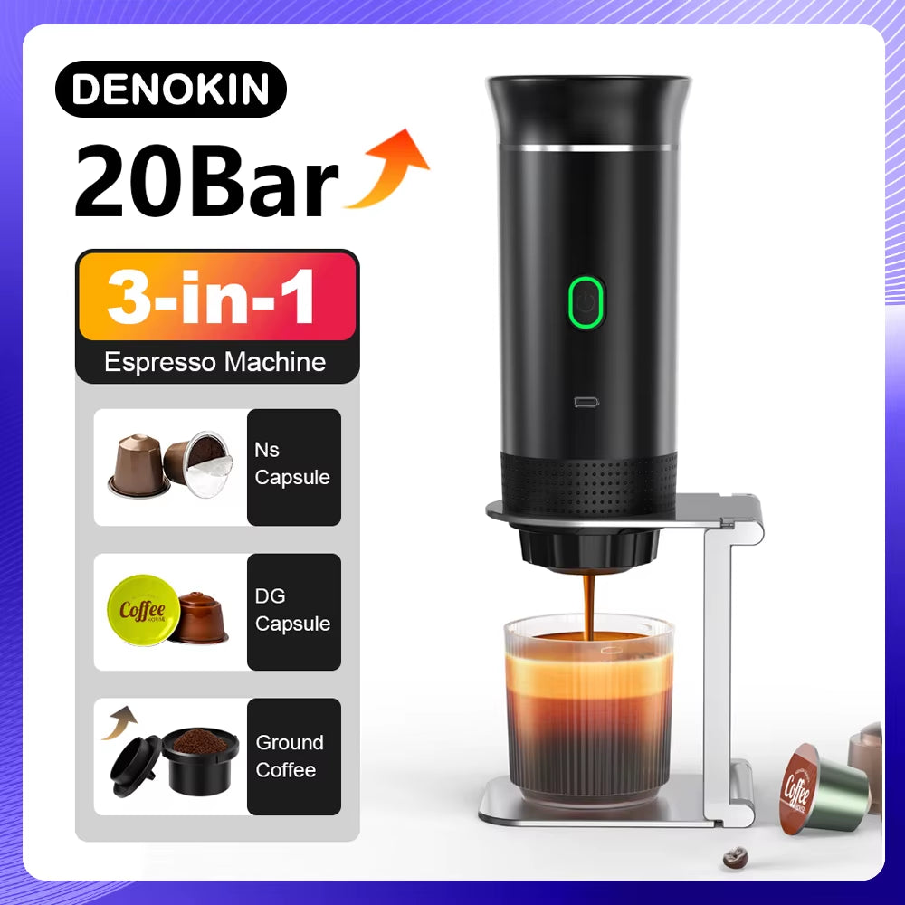Ultimate Wireless Electric Portable Espresso Coffee Machine - Enjoy Fresh Brewed Coffee Anywhere with 3-in-1 Functionality for Home, Car, and Camping!